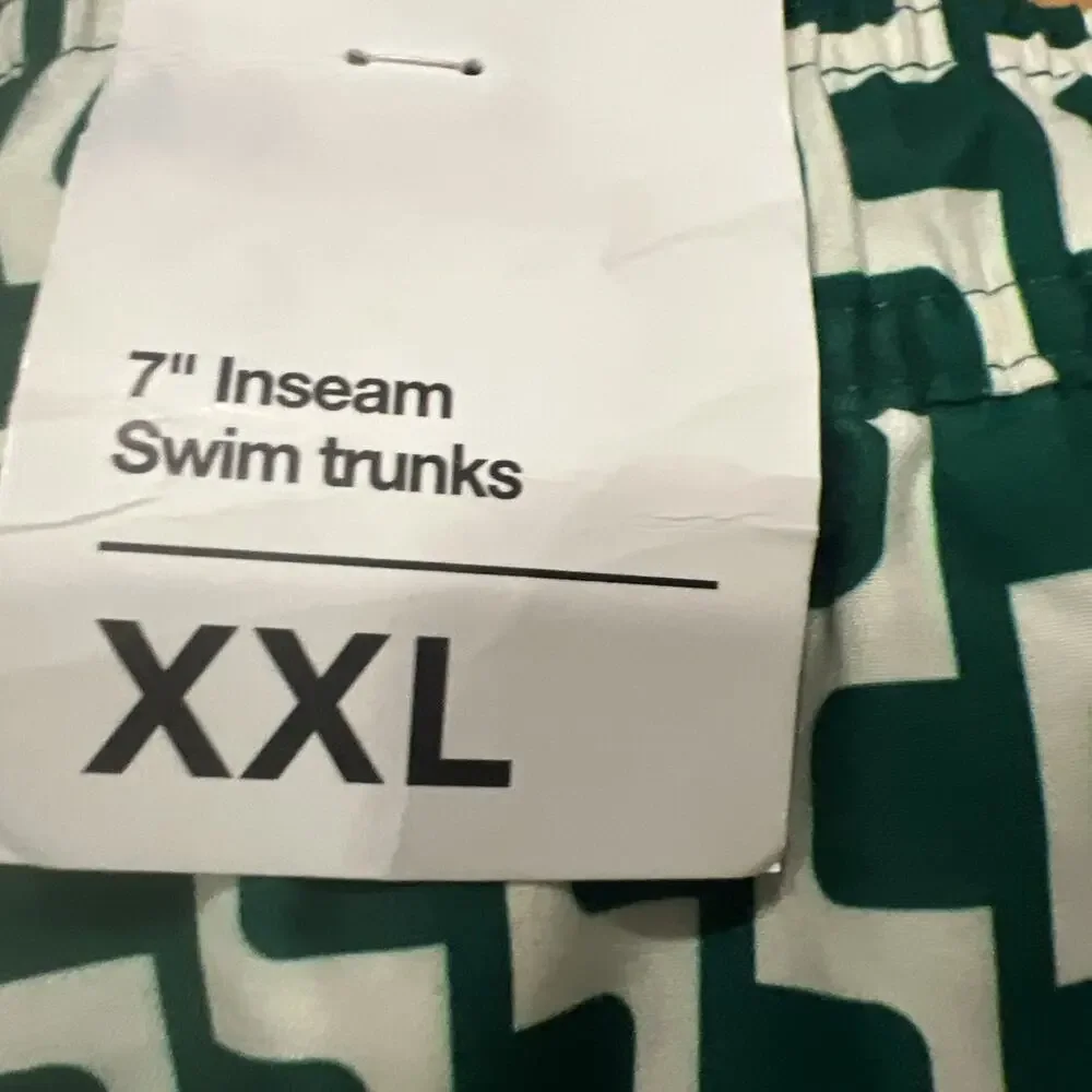 Original Use 7” Swim Trunks Geo Print Green Men’s XXL